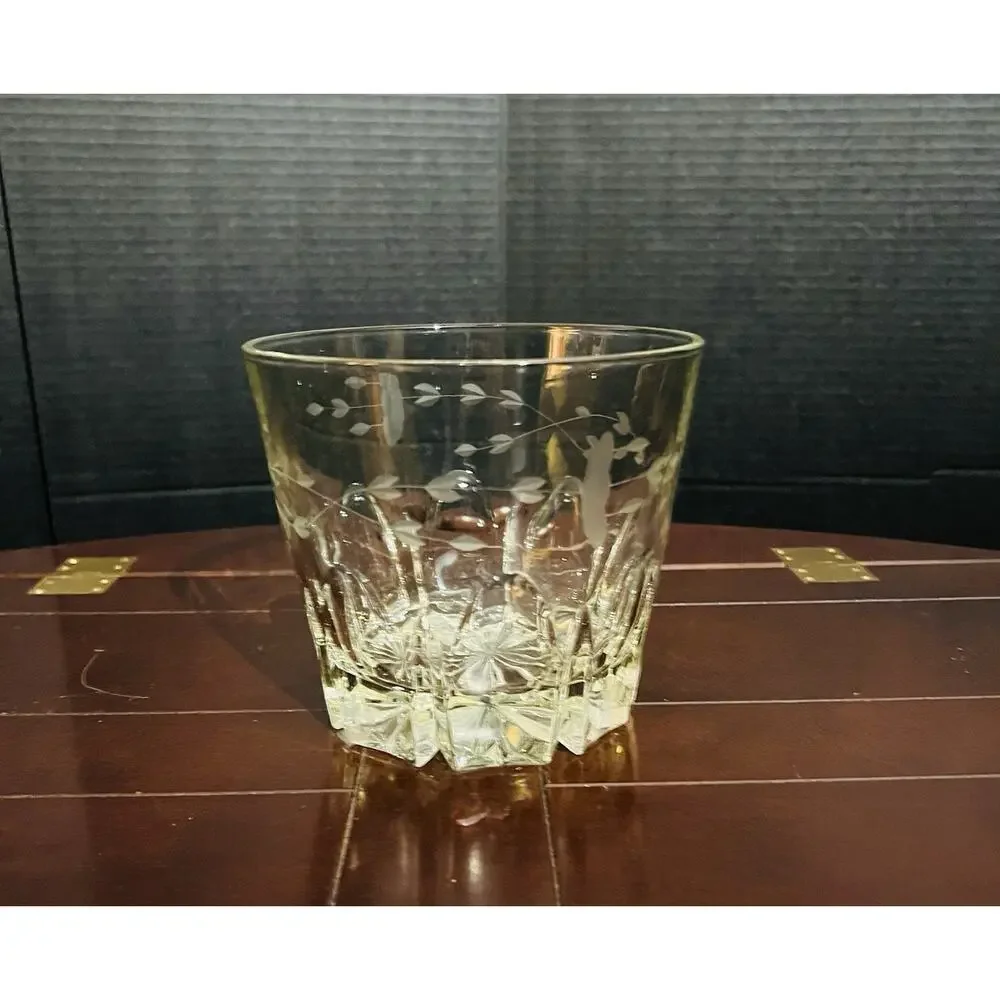Princess House Crystal Ice Bucket Heritage Etched Design Vintage 1980 5.5